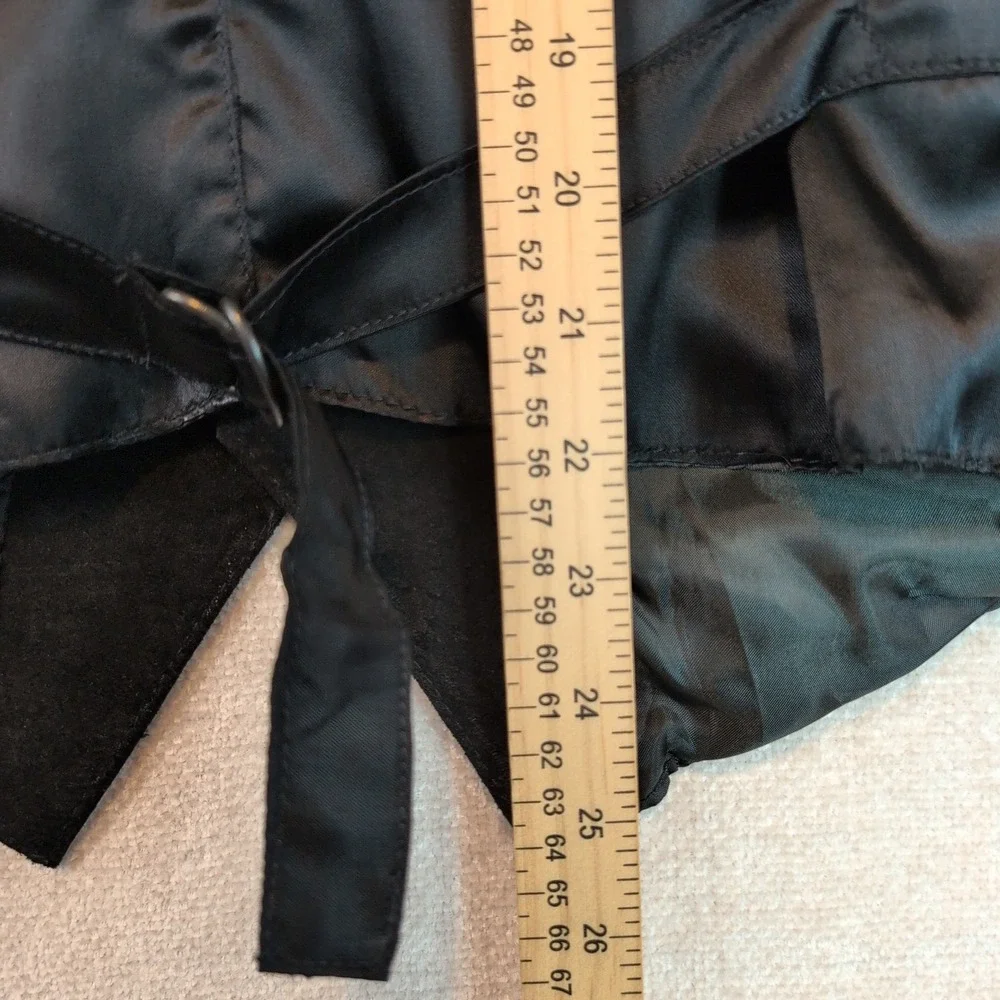 Vintage IOU Black Suede Leather Vest Mens Md 4 Button Cinch Back Western Goth